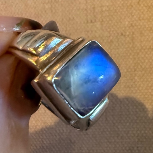 Vintage Nicky Butler Sterling Silver Rainbow Moonstone Statement Ring Size 9 - Picture 5 of 5